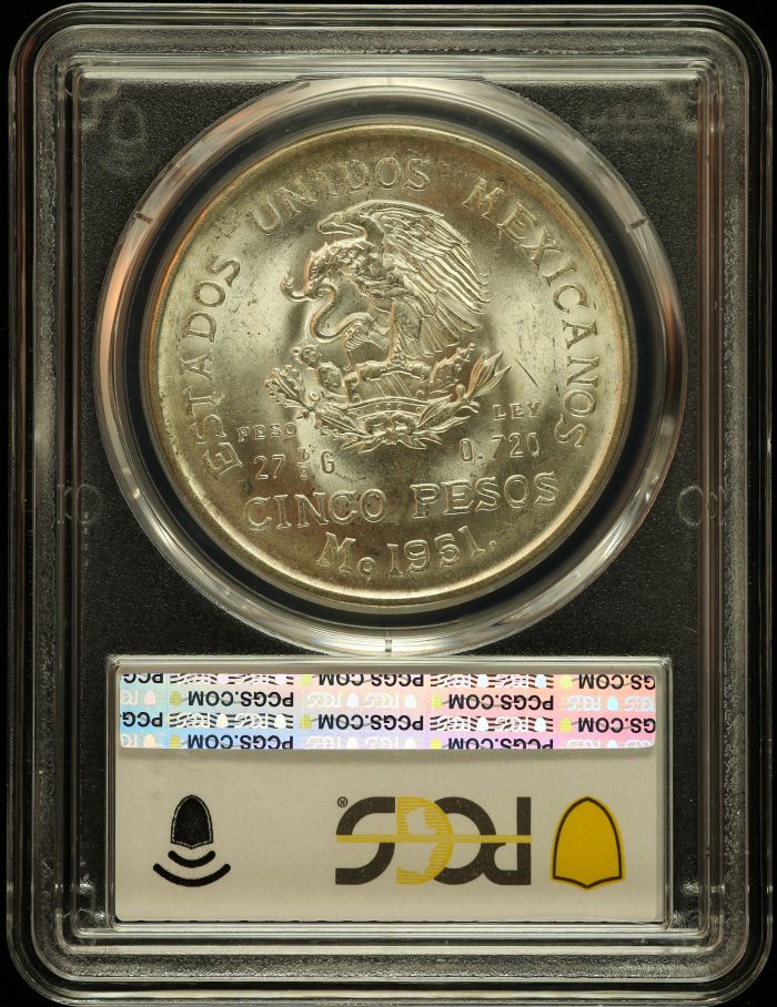Modern Silver & Minors 5 Peso 1951 Mo PCGS MS65 0146609Modern Silver & Minors 5 Peso 1951 Mo PCGS MS65 0146609 - Image 2
