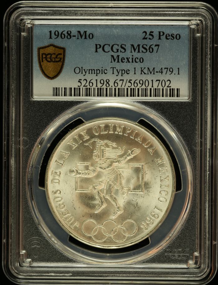 Modern Silver & Minors 25 Peso 1968 Mo KM-479.1 PCGS MS67 0146611Modern Silver & Minors 25 Peso 1968 Mo KM-479.1 PCGS MS67 0146611