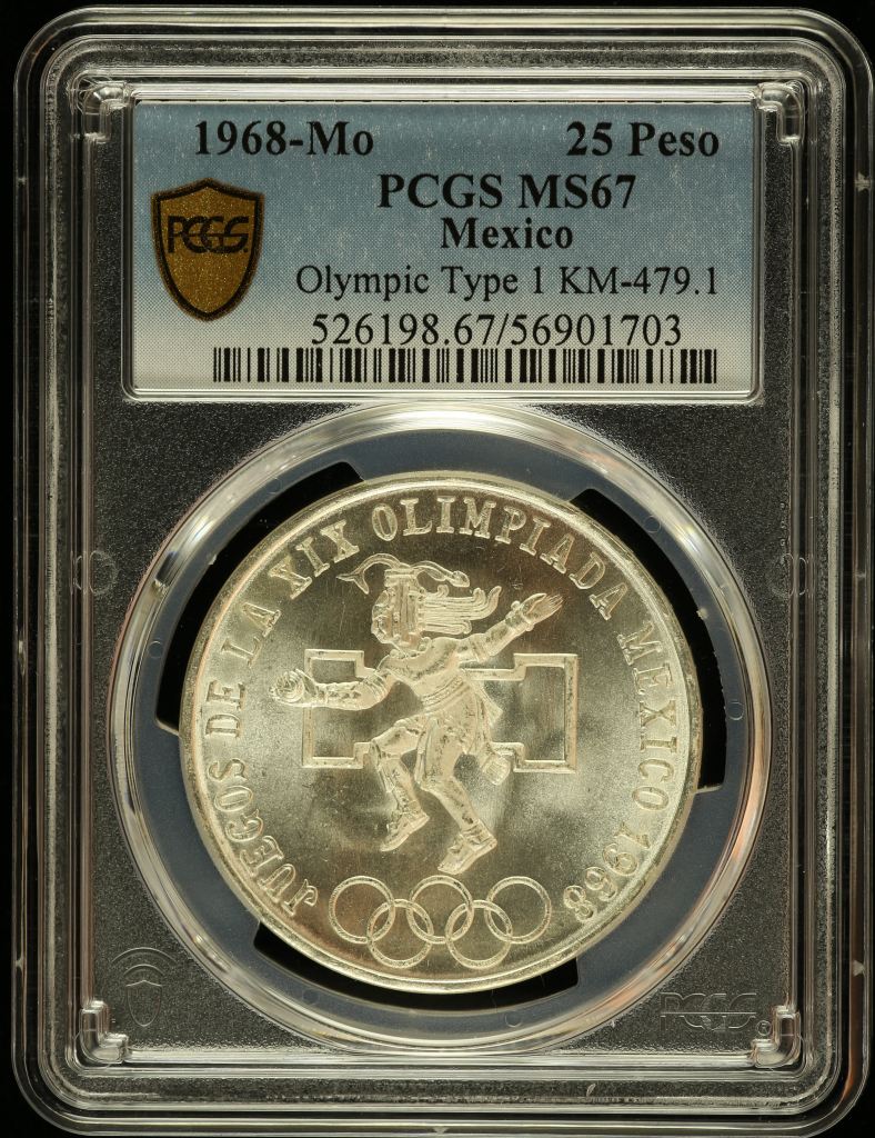 Modern Silver & Minors 25 Peso 1968 Mo KM-479.1 PCGS MS67 0146612