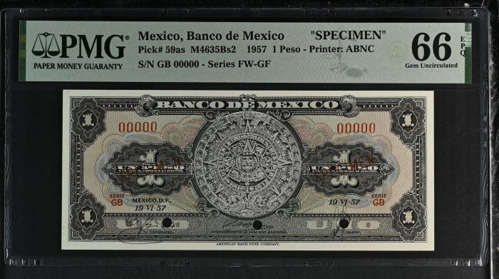 Banco De Mexico 8 Piece Specimen Set all Graded Pick #49/51/52/54/57/58/59/61 PMG Gem UNC66 EPQ f_35464Banco De Mexico 8 Piece Specimen Set all Graded Pick #49/51/52/54/57/58/59/61 PMG Gem UNC66 EPQ f_35464