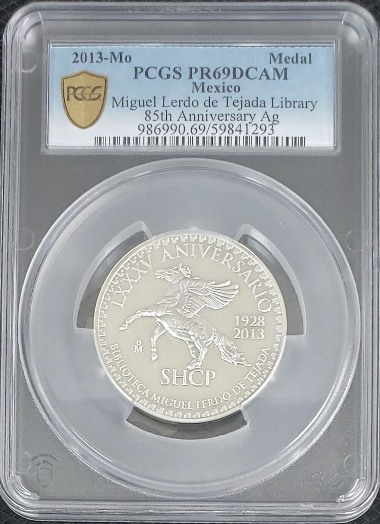 Medals & Tokens 85th Anniversary Miguel Lerdo de Tejada Library Silver Medal 2013 Mo PCGS PR69DCAM 0146742