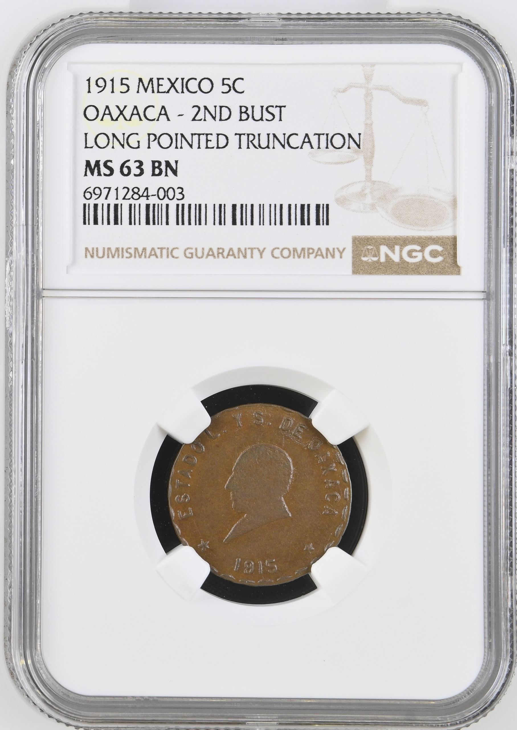 Oaxaca 5 Centavo 1915 Oaxaca NGC MS63BN 0146617
