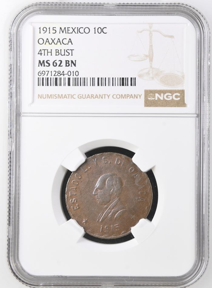 Oaxaca 10 Centavo 1915 Oaxaca NGC MS62BN 0146621Oaxaca 10 Centavo 1915 Oaxaca NGC MS62BN 0146621