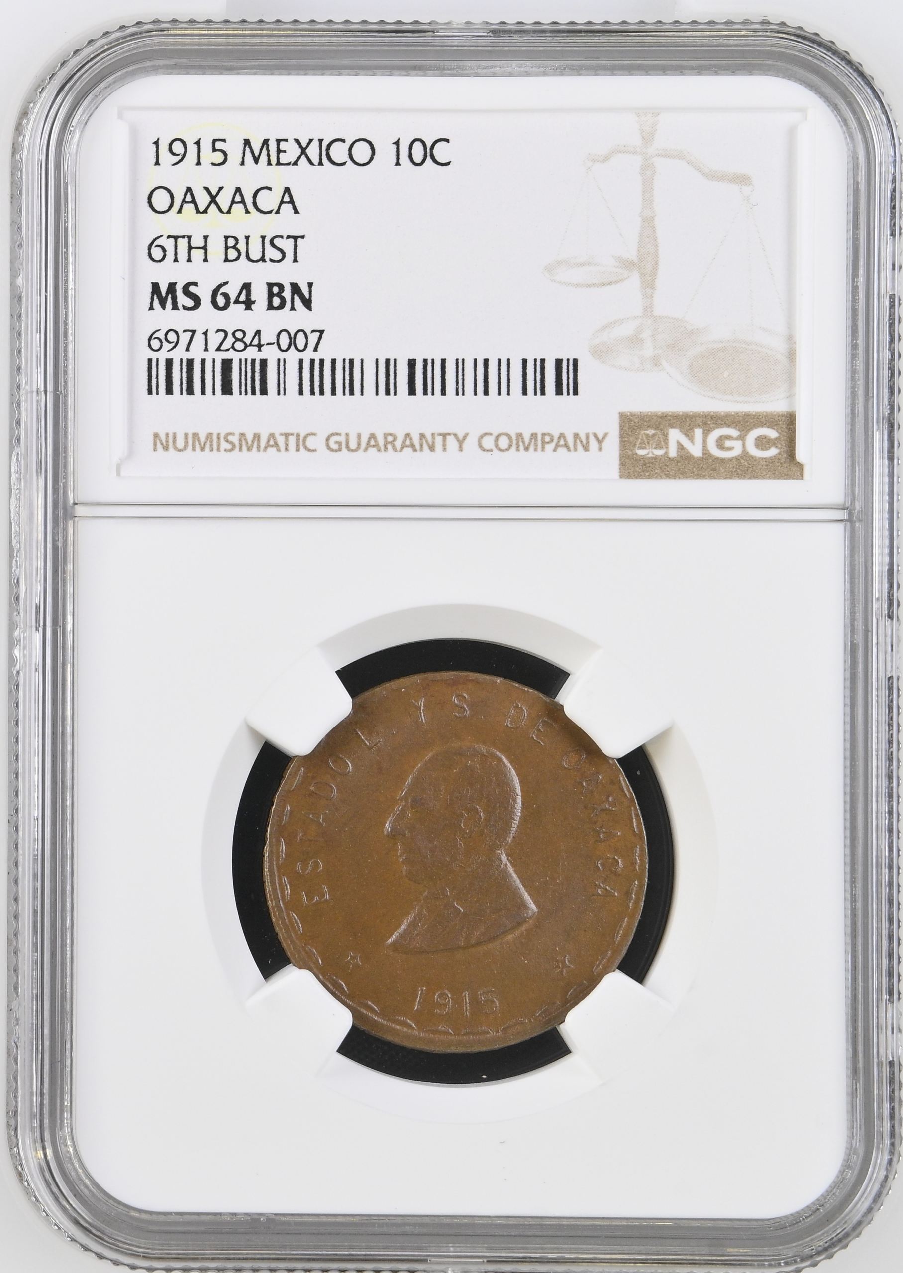 Oaxaca 10 Centavo 1915 Oaxaca NGC MS64BN 0146622