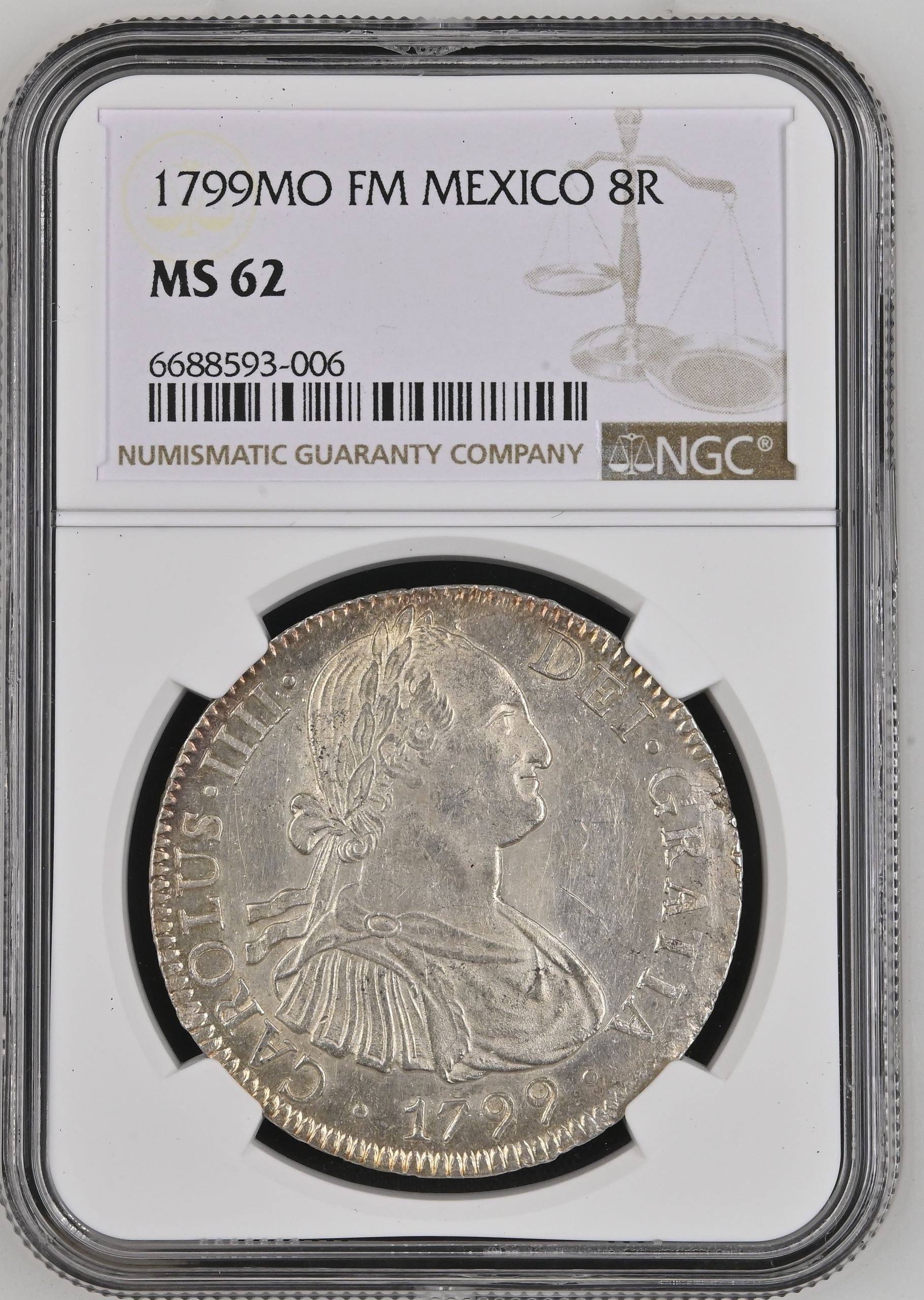 Colonial Silver & Minors 8 Reales 1799 Mo FM NGC MS62 0146658