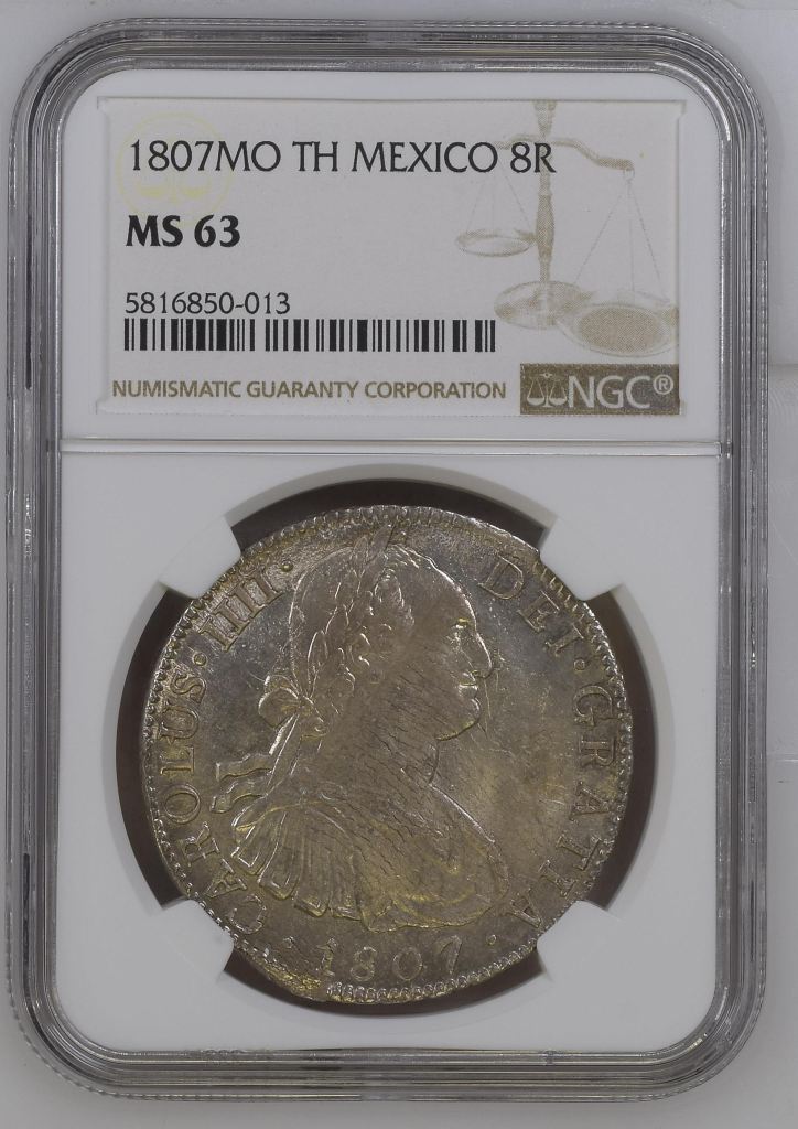 Colonial Silver & Minors 8 Reales 1807 Mo TH NGC MS63 0146659