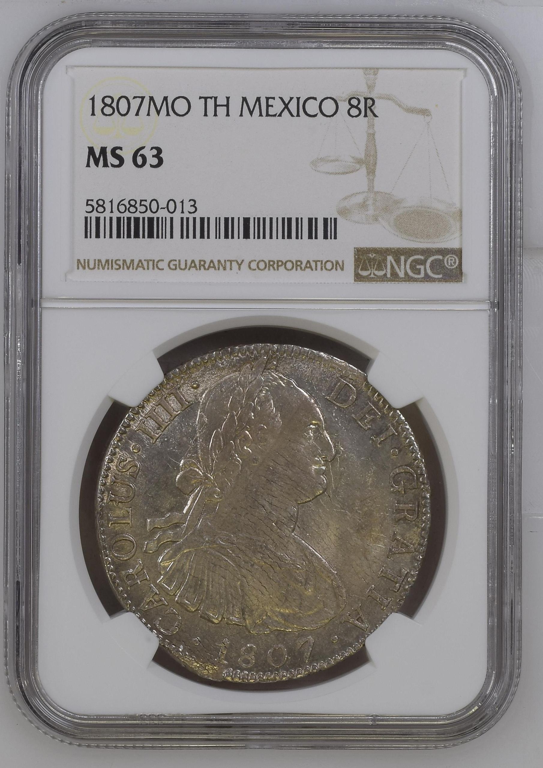 Colonial Silver & Minors 8 Reales 1807 Mo TH NGC MS63 0146659