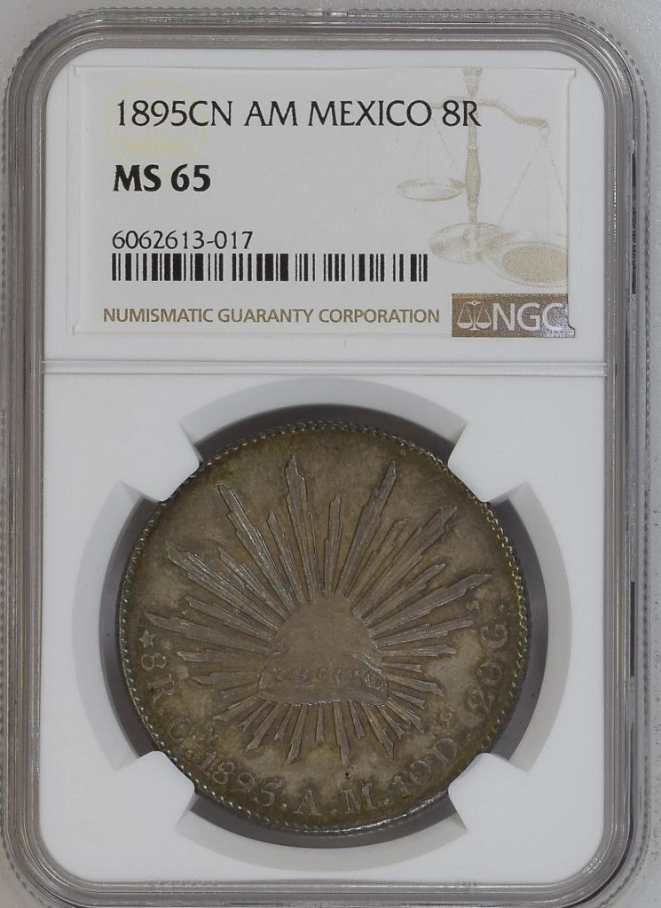 Culiacan 8 Reales 1895 Cn AM NGC MS65 0146663