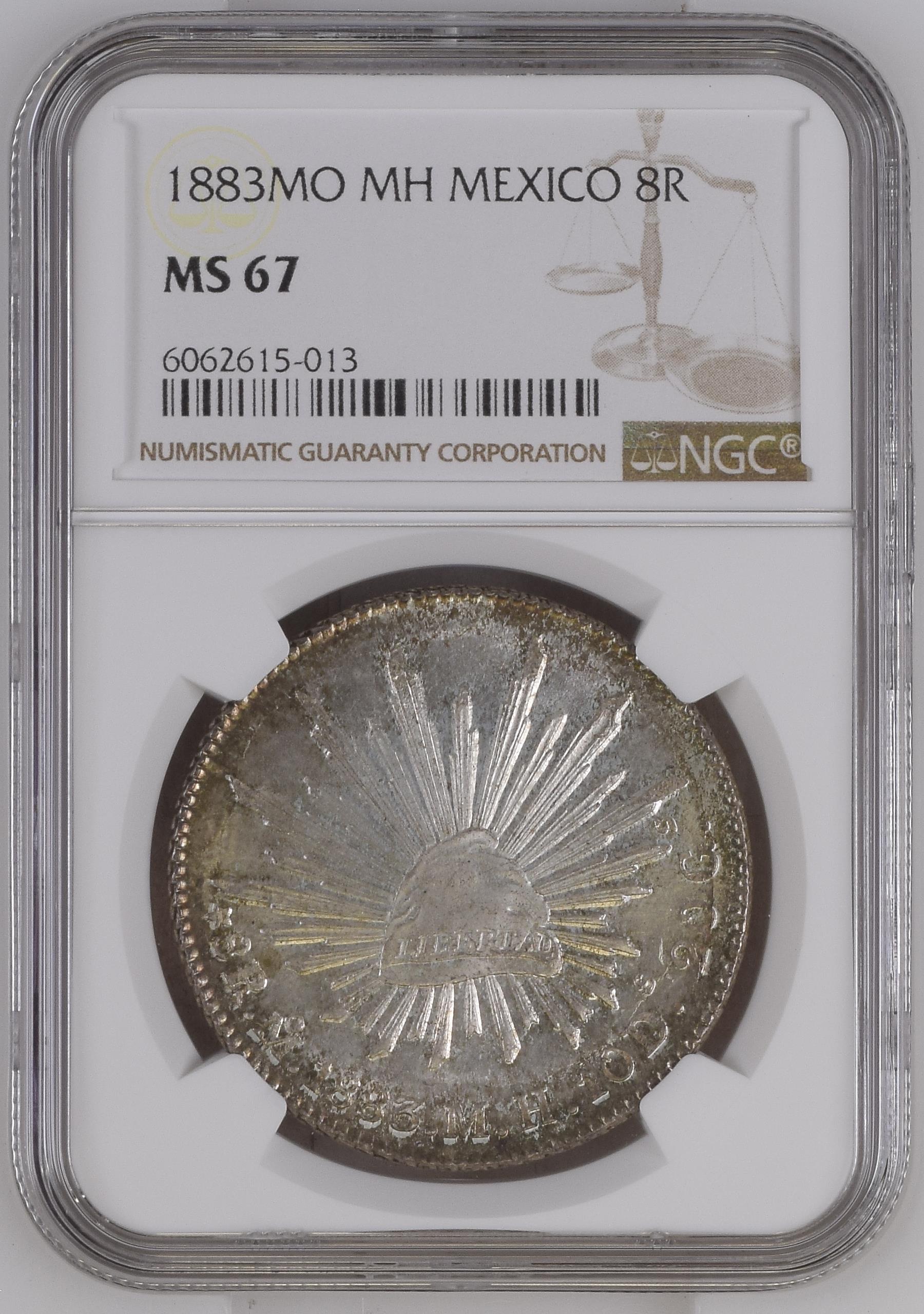 Mexico City 8 Reales 1883 Mo MH NGC MS67 0146664