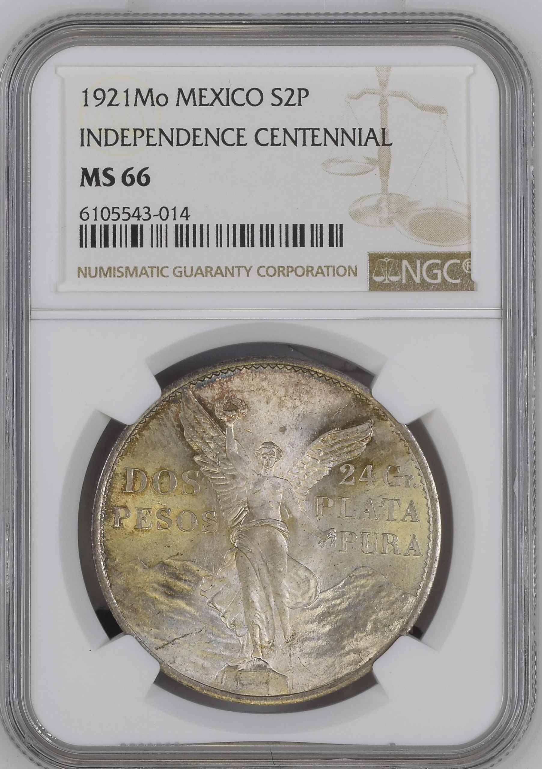 Modern Silver & Minors 2 Peso 1921 Mo NGC MS66 0146665