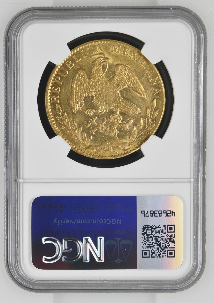 Republic Gold 8 Escudos 1870 Go FR NGC AU55 0146673Republic Gold 8 Escudos 1870 Go FR NGC AU55 0146673 - Image 2