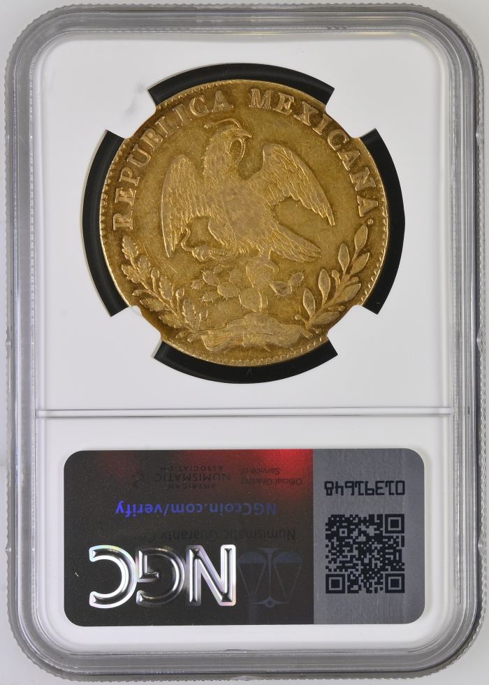 Republic Gold 8 Escudos 1850 Mo GC NGC XF45 0146674Republic Gold 8 Escudos 1850 Mo GC NGC XF45 0146674 - Image 2