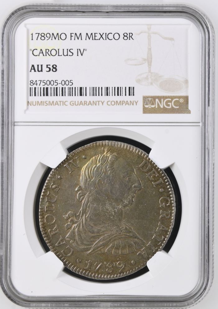 Colonial Silver & Minors 8 Reales 1789 Mo FM NGC AU58 0146689Colonial Silver & Minors 8 Reales 1789 Mo FM NGC AU58 0146689