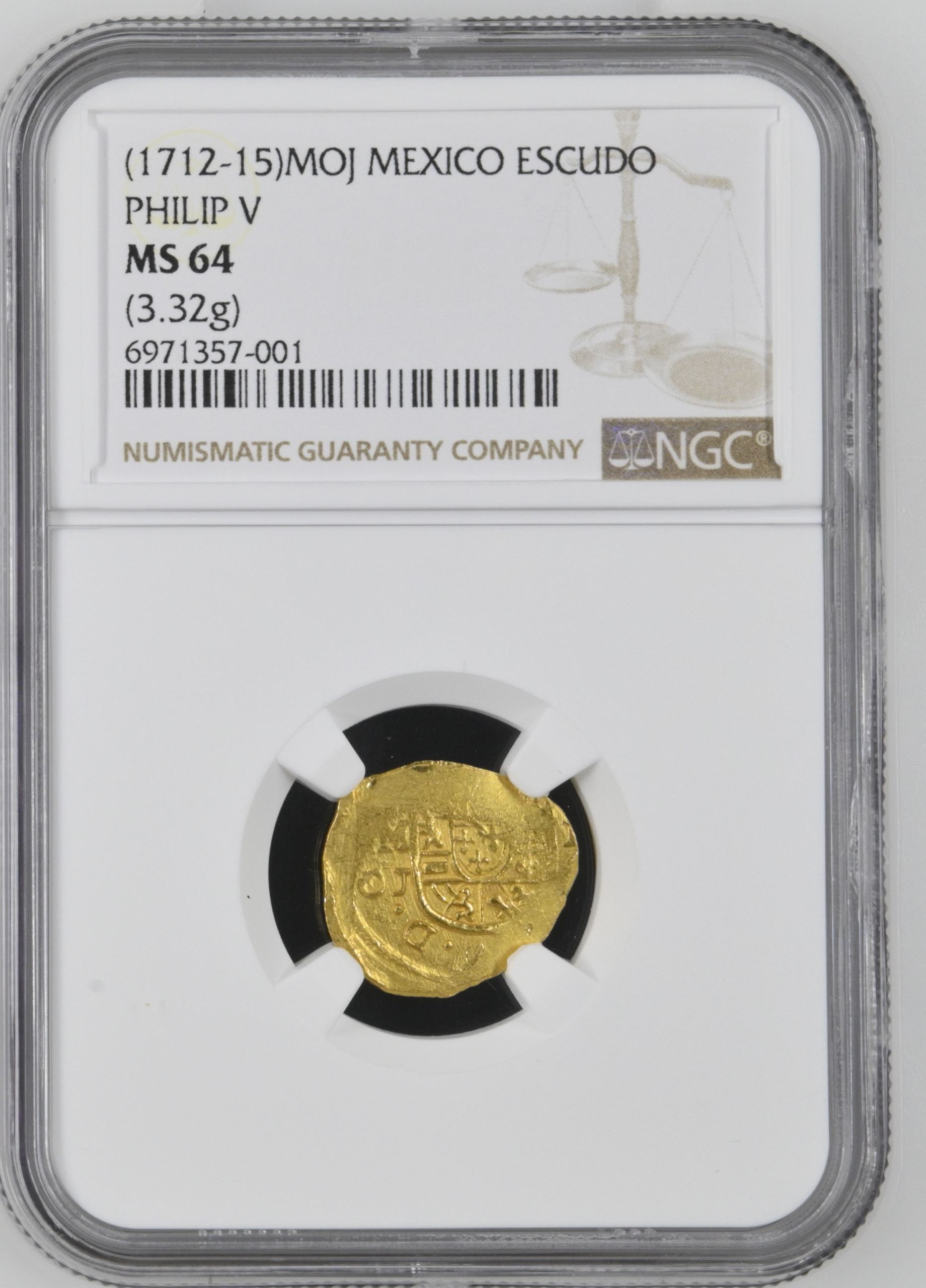 Colonial Gold Escudo (1712-15) Mo J NGC MS64 0146690