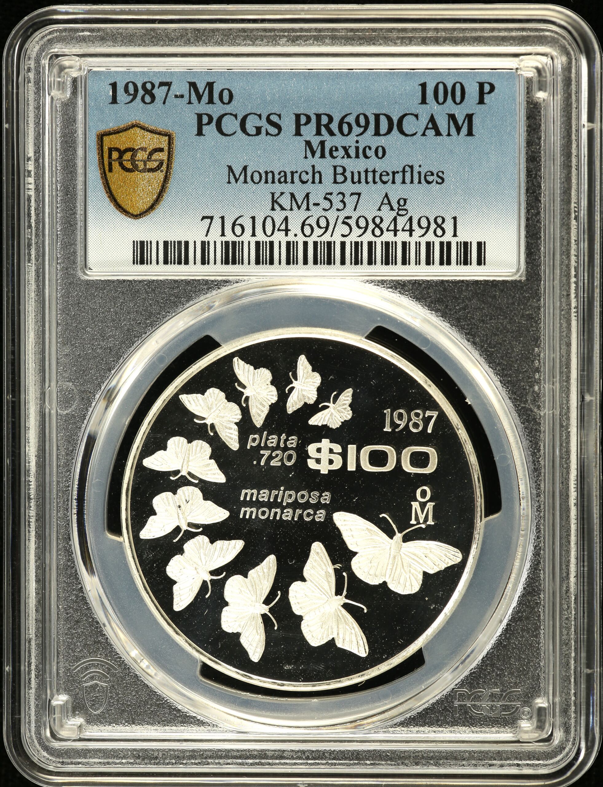 100 Peso Mexican Coins Modern Silver & Minors Modern Silver & Minors 100 Peso 1987 Mo KM-537 PCGS PR69CAM 0146709 Modern Silver & Minors 100 Peso 1987 Mo KM-537 PCGS PR69CAM 0146709