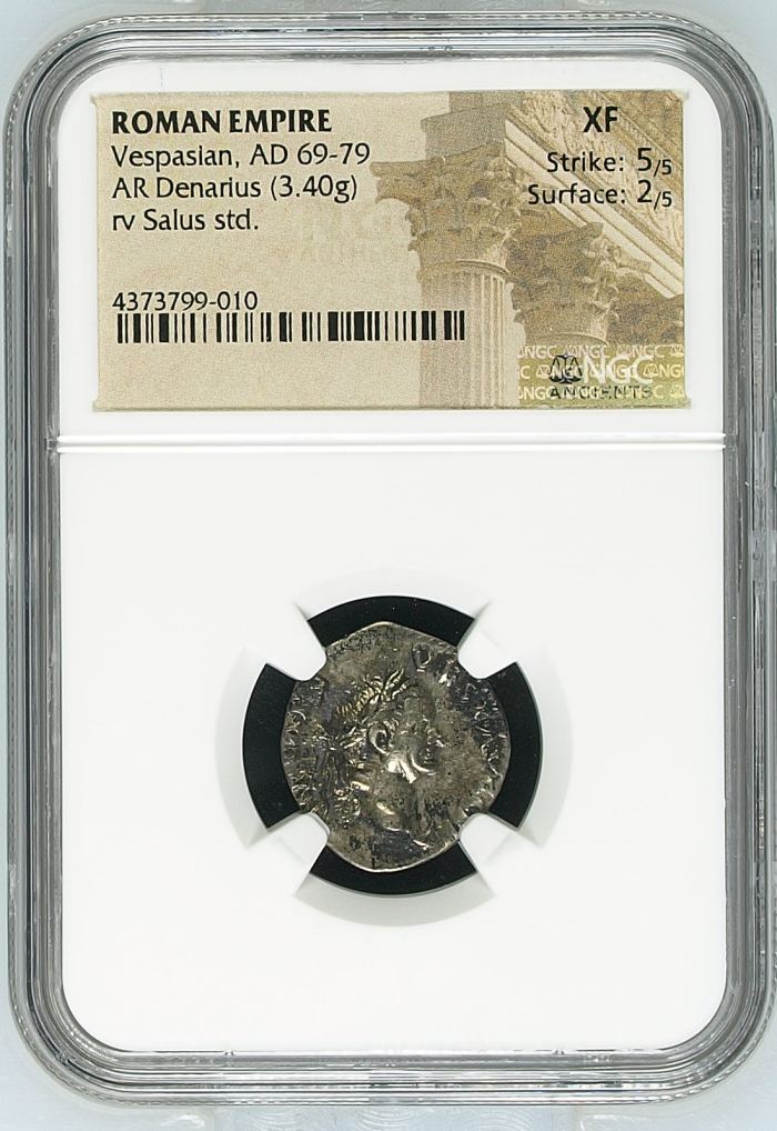 Roman Imperial Vespasian 69-79 AD AR Denarius NGC XF 0146716Roman Imperial Vespasian 69-79 AD AR Denarius NGC XF 0146716