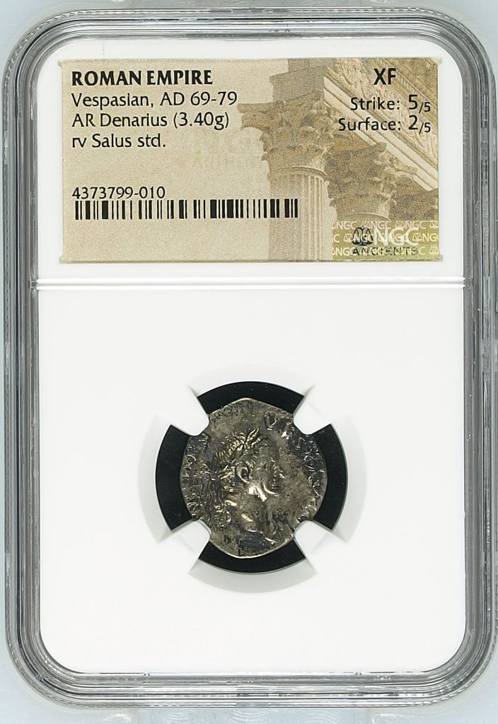 Roman Imperial Vespasian 69-79 AD AR Denarius NGC XF 0146716
