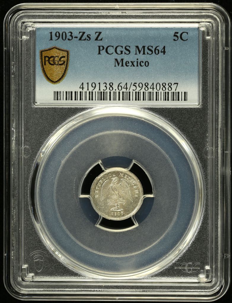 Republic Silver & Minors 5 Centavos 1903 Zs Z PCGS MS64 0146725