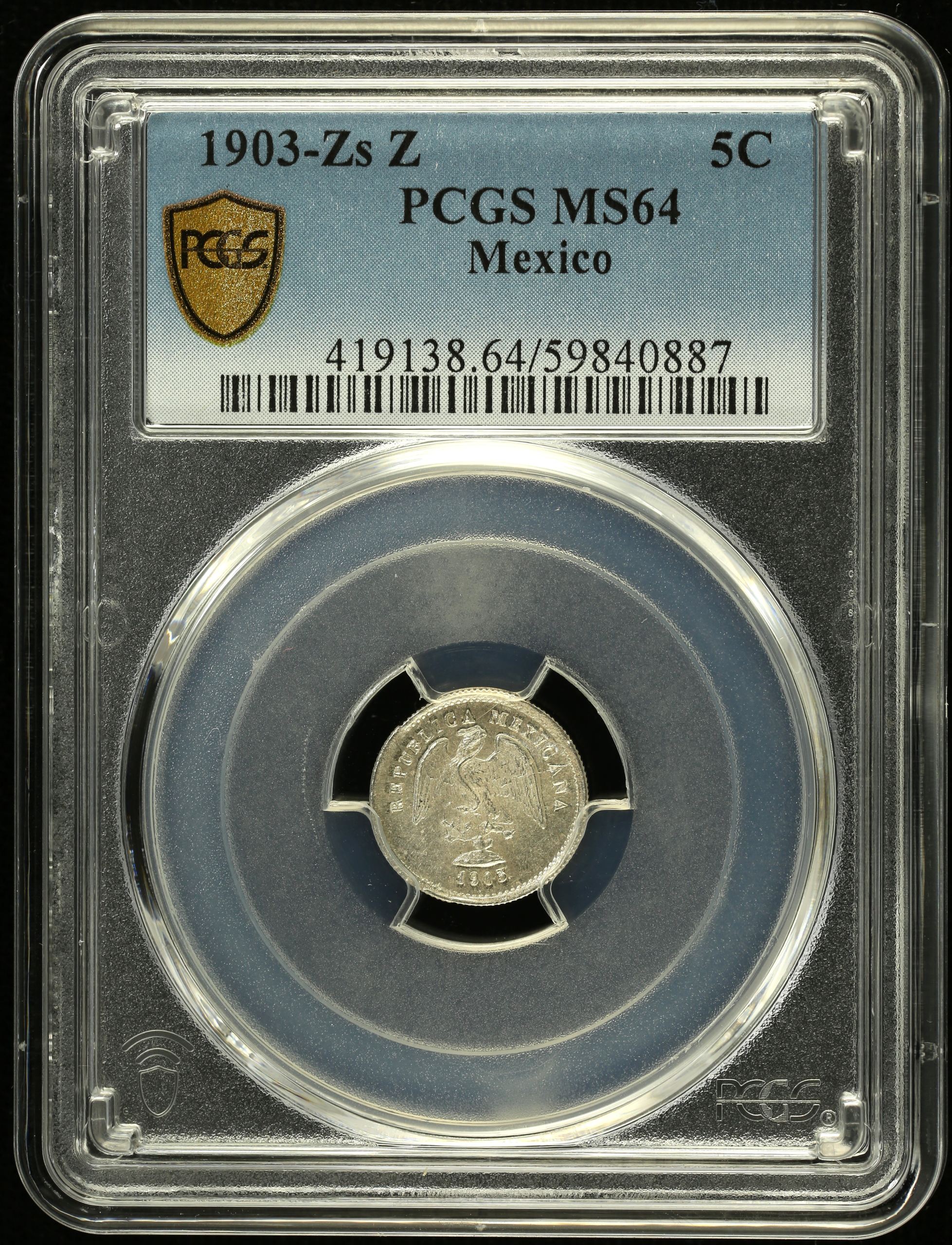 Republic Silver & Minors 5 Centavos 1903 Zs Z PCGS MS64 0146725