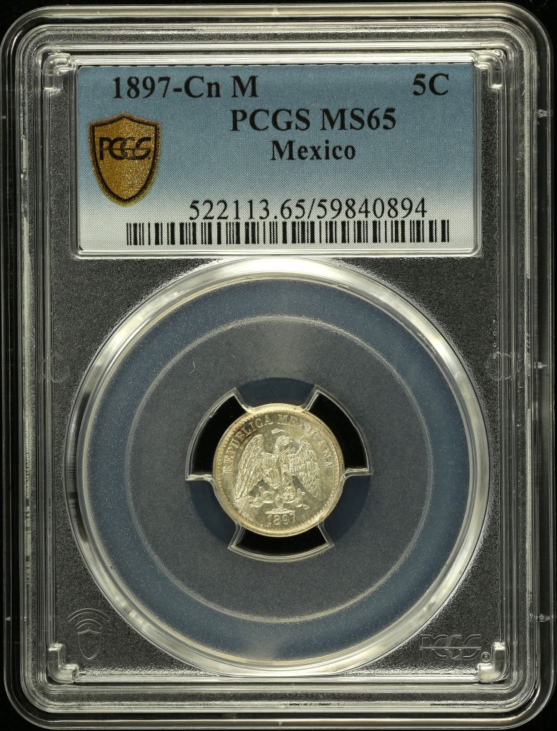 Republic Silver & Minors 5 Centavo 1897 Cn M PCGS MS65 0146733
