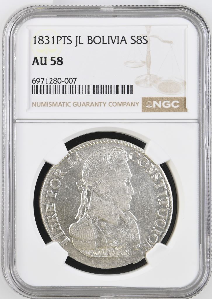 Bolivia 8 Sol 1831 Pts JL NGC AU58 0146859