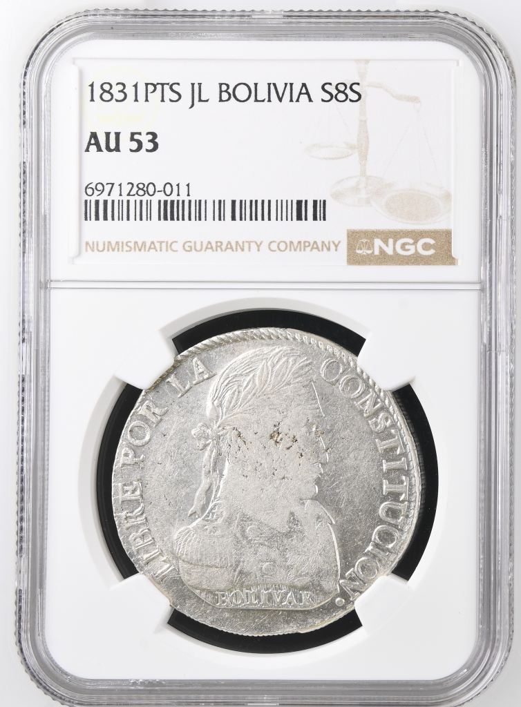 Bolivia 8 Sol 1831 Pts JL NGC AU53 0146861
