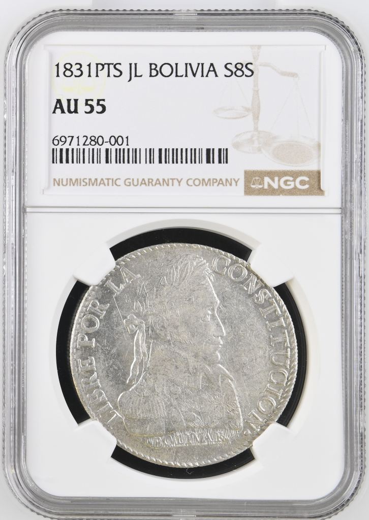Bolivia 8 Sol 1831 Pts JL NGC AU55 0146862