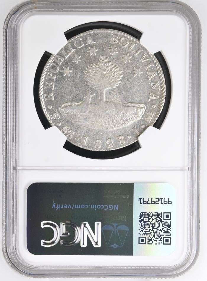 Bolivia 8 Sol 1828 Pts JM NGC AU55 0146865Bolivia 8 Sol 1828 Pts JM NGC AU55 0146865 - Image 2