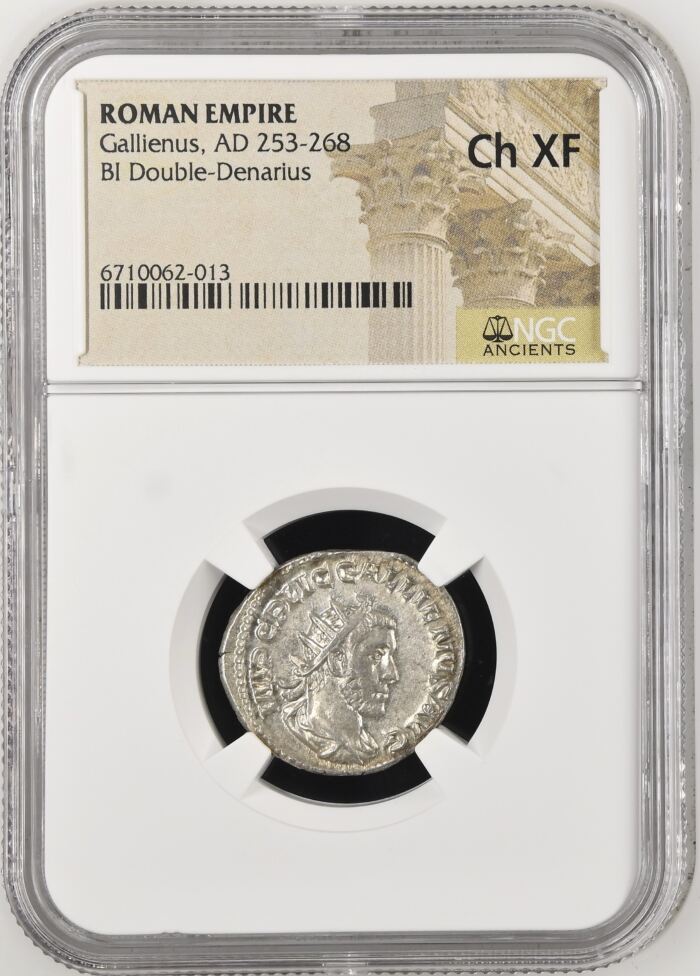 Roman Imperial Gallienus 253-268 AD BI Double-Denarius NGC ChXF 0146871Roman Imperial Gallienus 253-268 AD BI Double-Denarius NGC ChXF 0146871