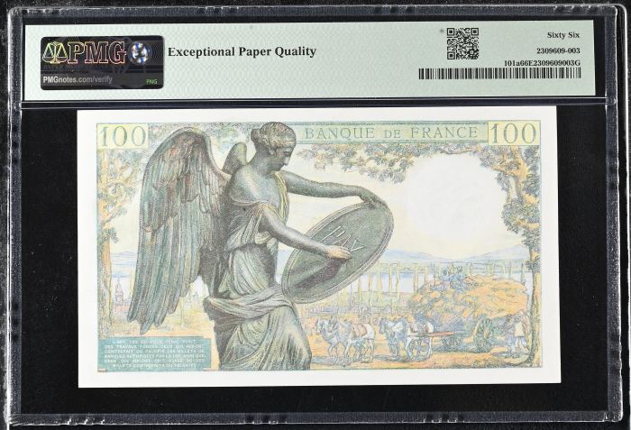 France 100 Francs 1942-44 PMG Gem UNC66 EPQ Pick #101a 0146883France 100 Francs 1942-44 PMG Gem UNC66 EPQ Pick #101a 0146883 - Image 2