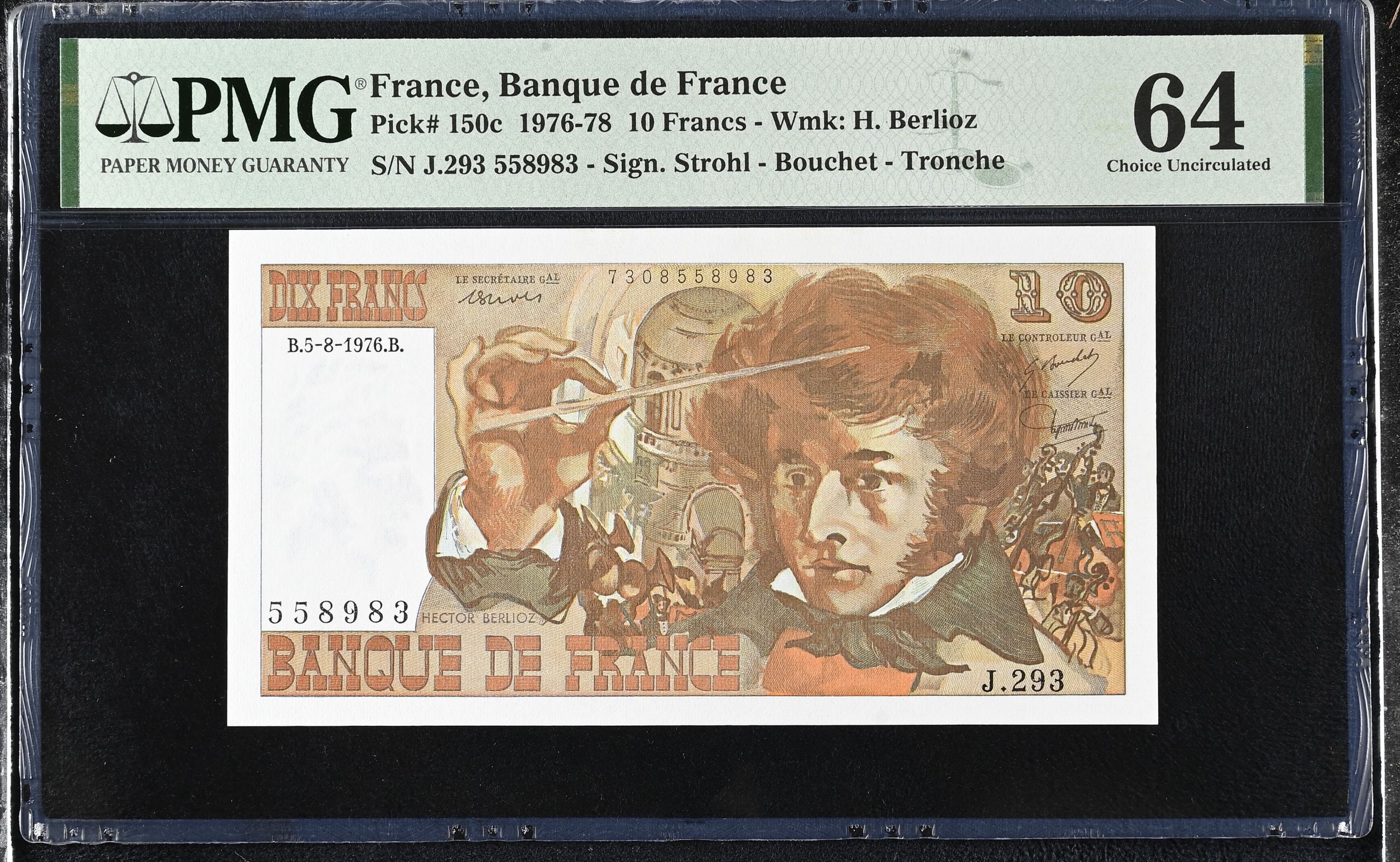 France 10 Francs 1976-78 PMG Ch UNC64 Pick #150c 0146891