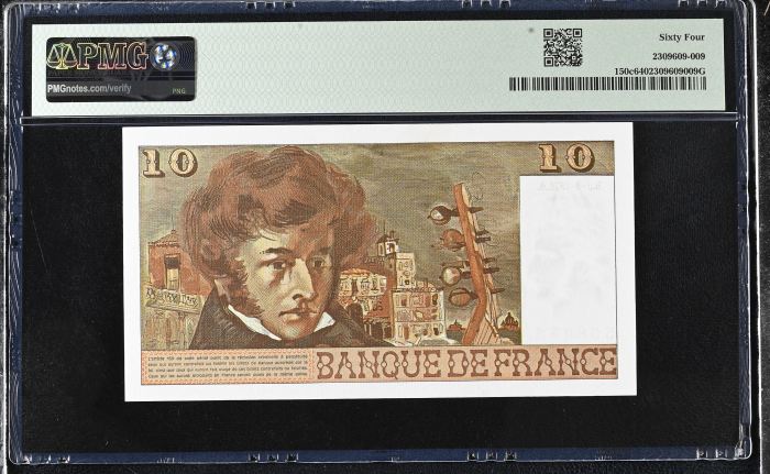 France 10 Francs 1976-78 PMG Ch UNC64 Pick #150c 0146891France 10 Francs 1976-78 PMG Ch UNC64 Pick #150c 0146891 - Image 2