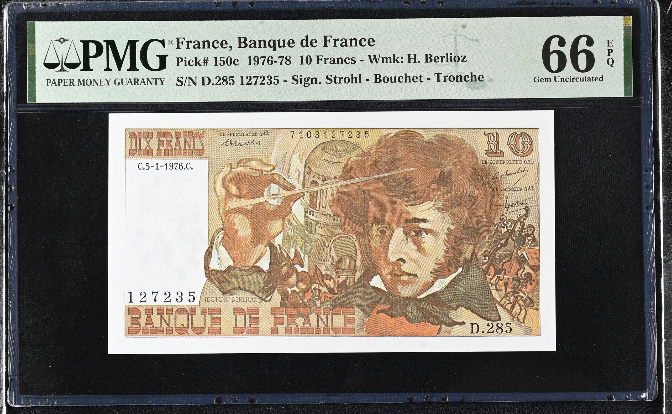 France 10 Francs 1976-78 PMG Gem UNC66 EPQ Pick #150c 0146892