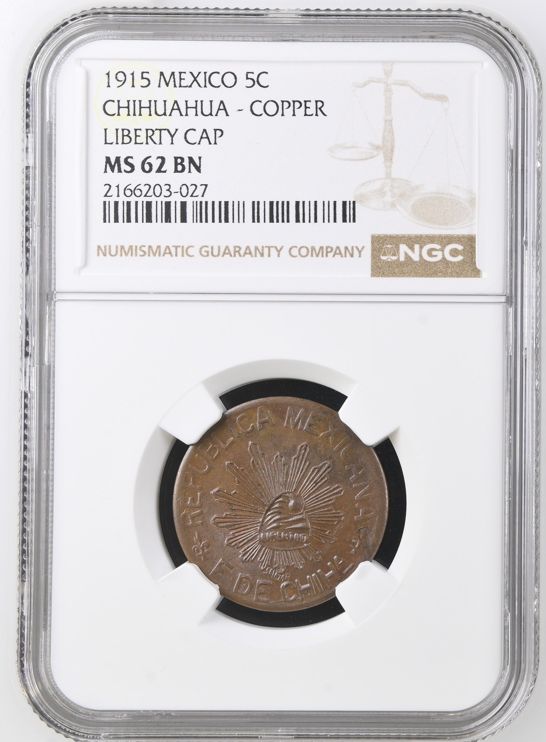 Chihuahua 5 Centavo 1915 Chihuahua NGC MS62BN 0146906
