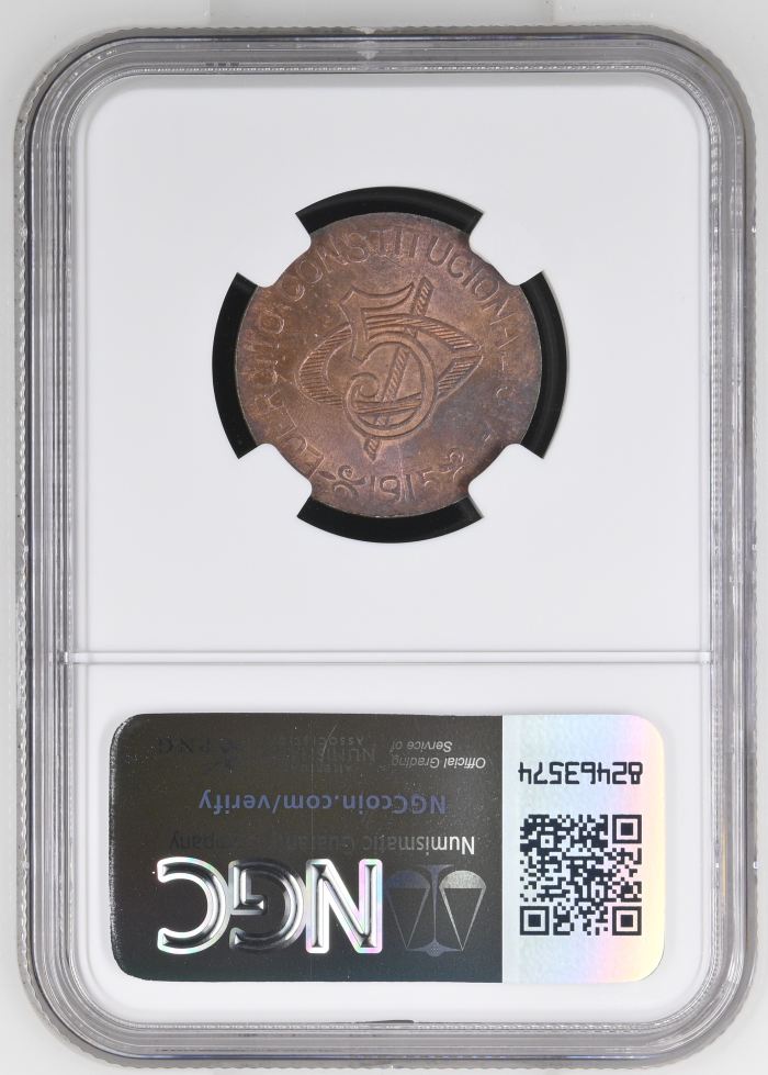 Chihuahua 5 Centavo 1915 Chihuahua NGC MS63RB 0146920Chihuahua 5 Centavo 1915 Chihuahua NGC MS63RB 0146920 - Image 2