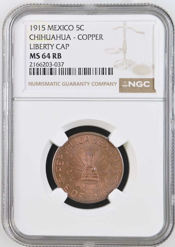 Chihuahua 5 Centavo 1915 Chihuahua NGC MS64RB 0146938