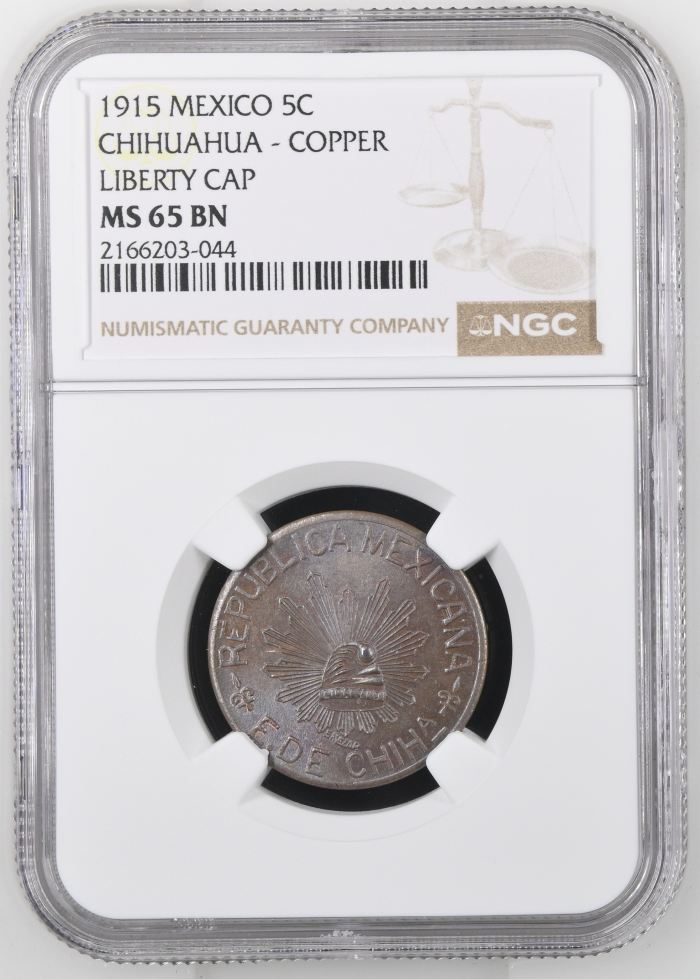 Chihuahua 5 Centavo 1915 Chihuahua NGC MS65BN 0146942Chihuahua 5 Centavo 1915 Chihuahua NGC MS65BN 0146942