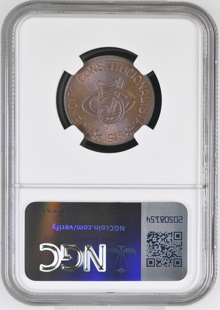 Chihuahua 5 Centavo 1915 Chihuahua NGC MS65BN 0146943Chihuahua 5 Centavo 1915 Chihuahua NGC MS65BN 0146943 - Image 2