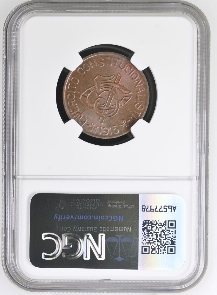 Chihuahua 5 Centavo 1915 Chihuahua NGC MS65RB 0146948Chihuahua 5 Centavo 1915 Chihuahua NGC MS65RB 0146948 - Image 2