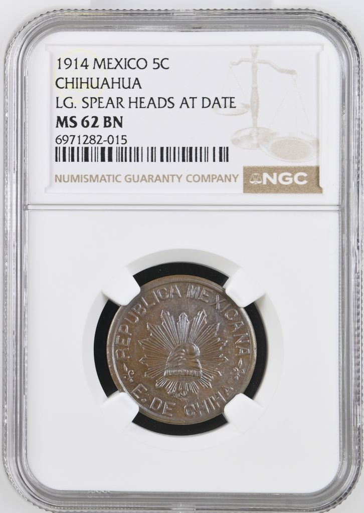 Chihuahua 5 Centavo 1914 Chihuahua NGC MS62BN 0146950