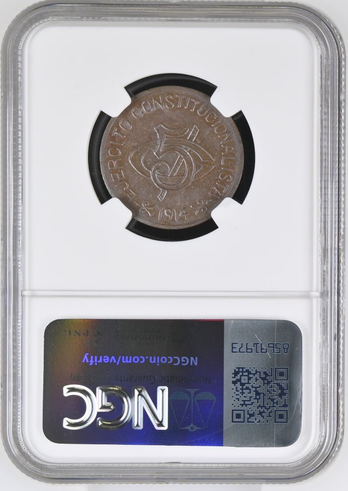 Chihuahua 5 Centavo 1914 Chihuahua NGC MS62BN 0146950Chihuahua 5 Centavo 1914 Chihuahua NGC MS62BN 0146950 - Image 2