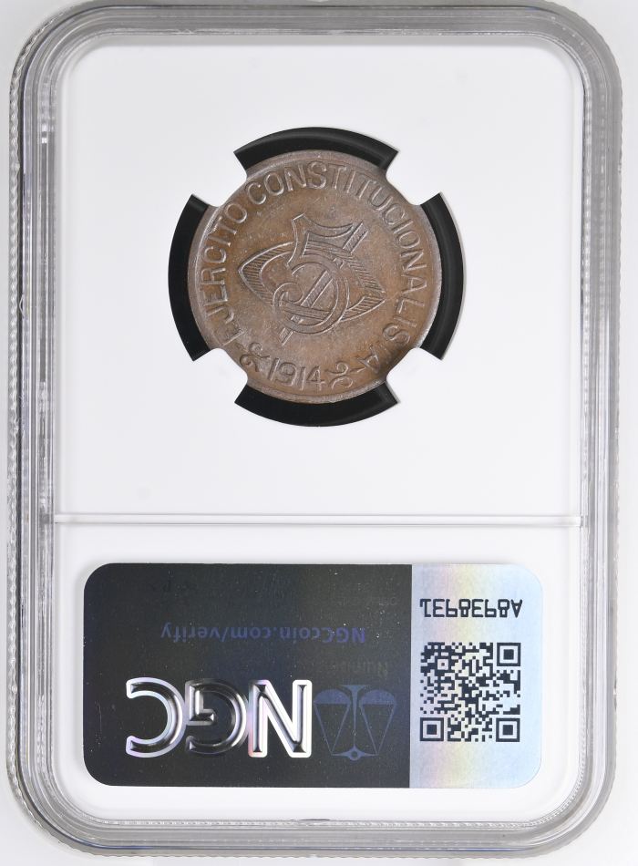 Chihuahua 5 Centavo 1914 Chihuahua NGC MS62BN 0146951Chihuahua 5 Centavo 1914 Chihuahua NGC MS62BN 0146951 - Image 2
