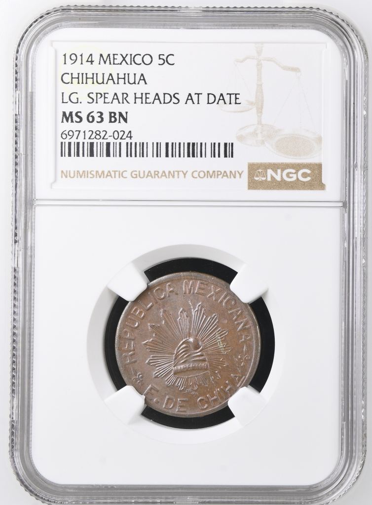 Chihuahua 5 Centavo 1914 Chihuahua NGC MS63BN 0146956