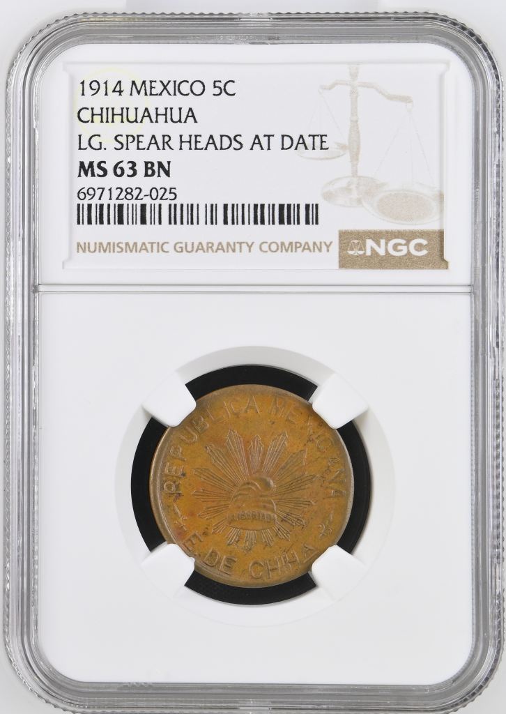 Chihuahua 5 Centavo 1914 Chihuahua NGC MS63BN 0146960