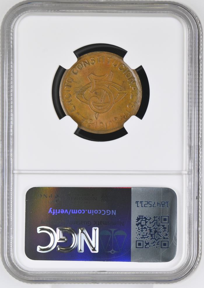 Chihuahua 5 Centavo 1914 Chihuahua NGC MS63BN 0146960Chihuahua 5 Centavo 1914 Chihuahua NGC MS63BN 0146960 - Image 2