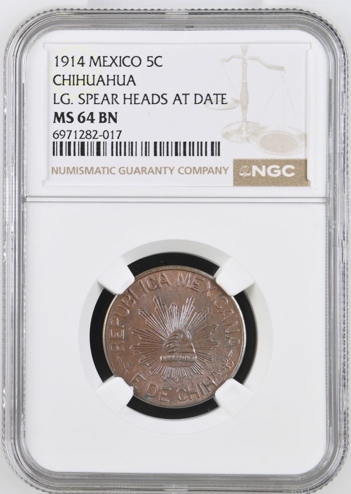 Chihuahua 5 Centavo 1914 Chihuahua NGC MS64BN 0146973Chihuahua 5 Centavo 1914 Chihuahua NGC MS64BN 0146973
