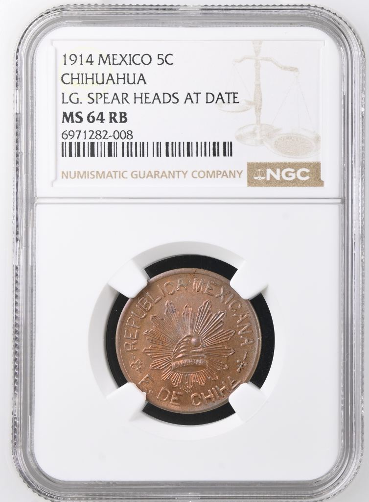 Chihuahua 5 Centavo 1914 Chihuahua NGC MS64RB 0146975