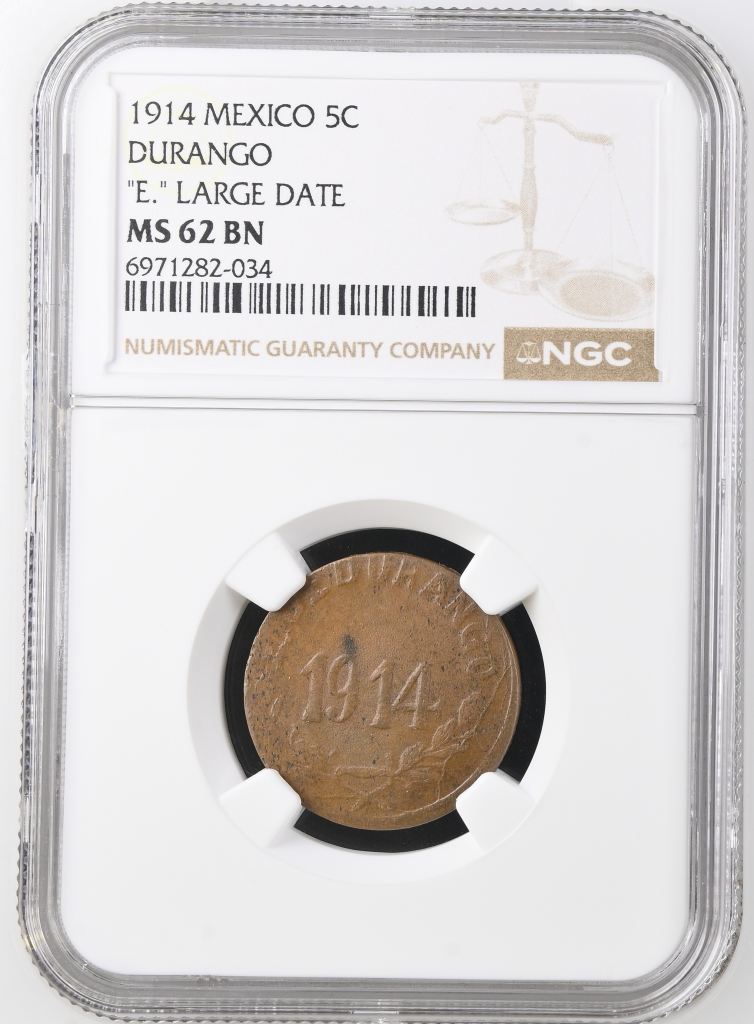 Durango 5 Centavo 1914 Durango NGC MS62BN 0146976