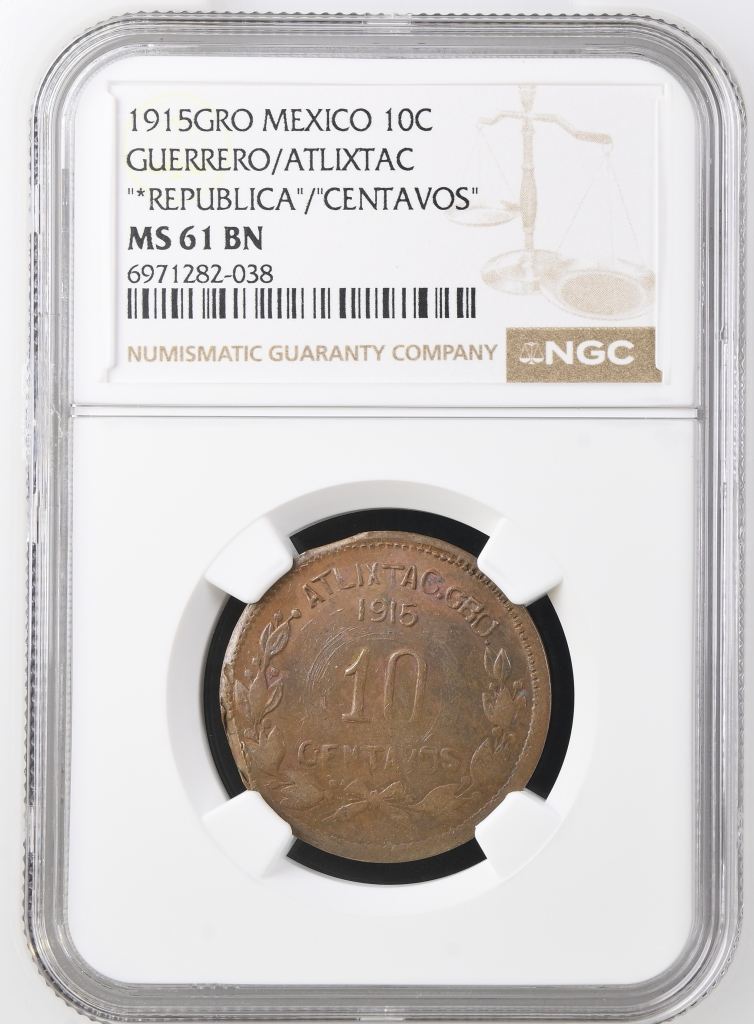 Guerrero 10 Centavo 1915 GRO NGC MS61BN 0146979