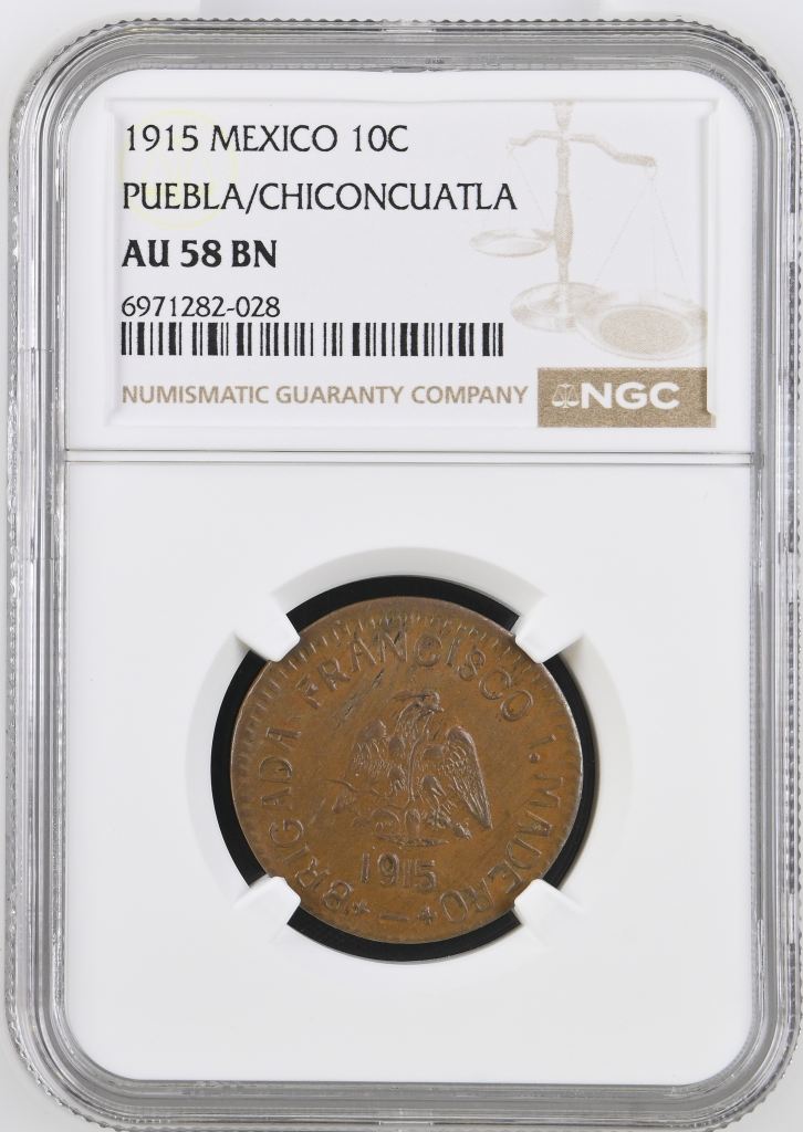 Puebla 10 Centavo 1915 Puebla NGC AU58BN 0146983